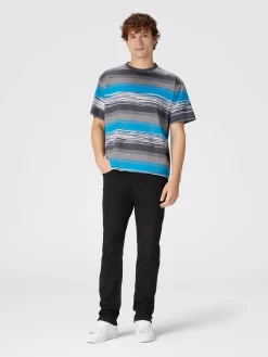 Striped cotton jersey T-shirt with logo