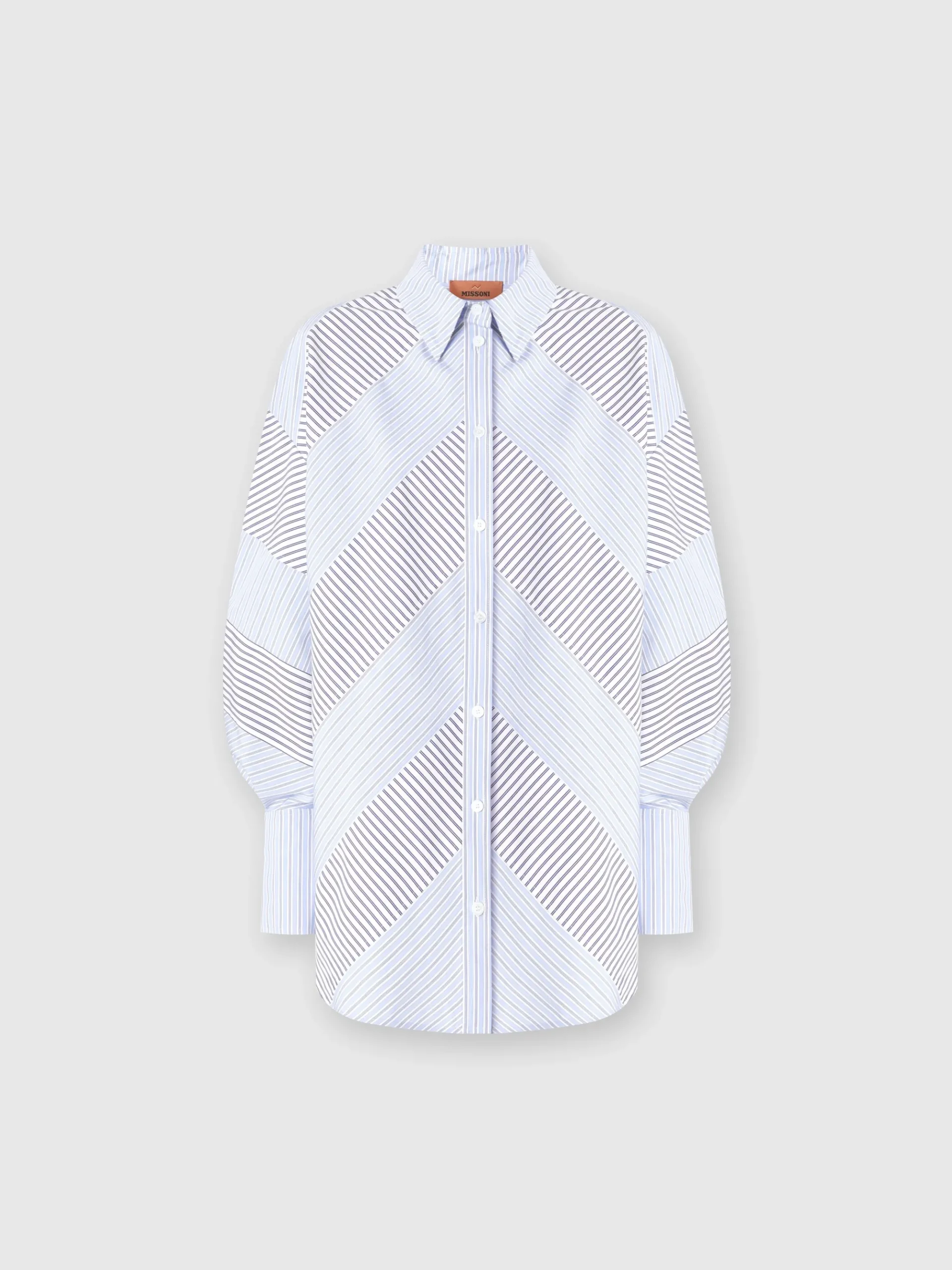 Striped cotton poplin shirt with wide sleeves