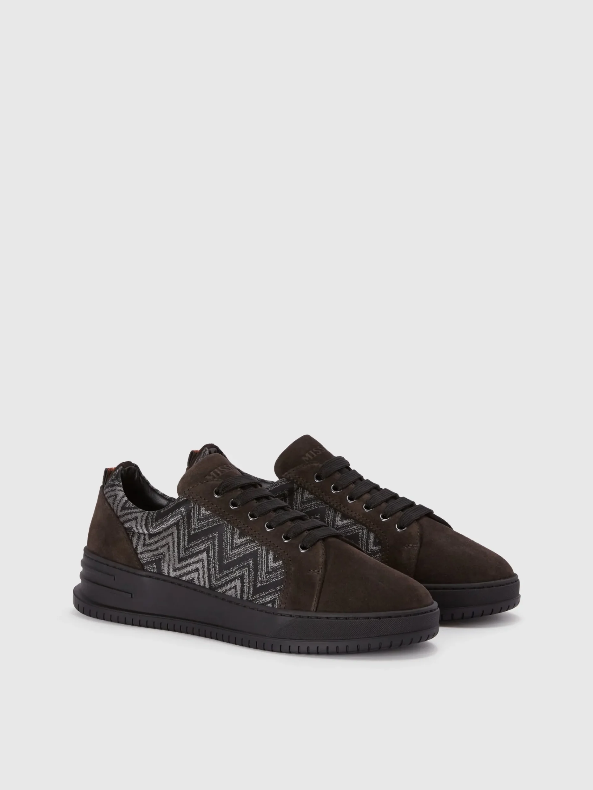 Suede sneakers with fabric insert