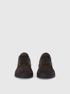 Suede sneakers with fabric insert
