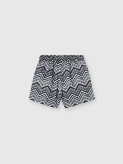 Swim shorts with zigzag print and drawstring waist