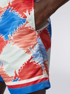 Swimming trunks in slub nylon with logo print