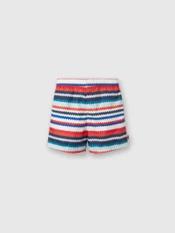 Swimming trunks in small zigzag print nylon