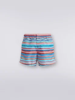 Swimming trunks in zigzag print nylon