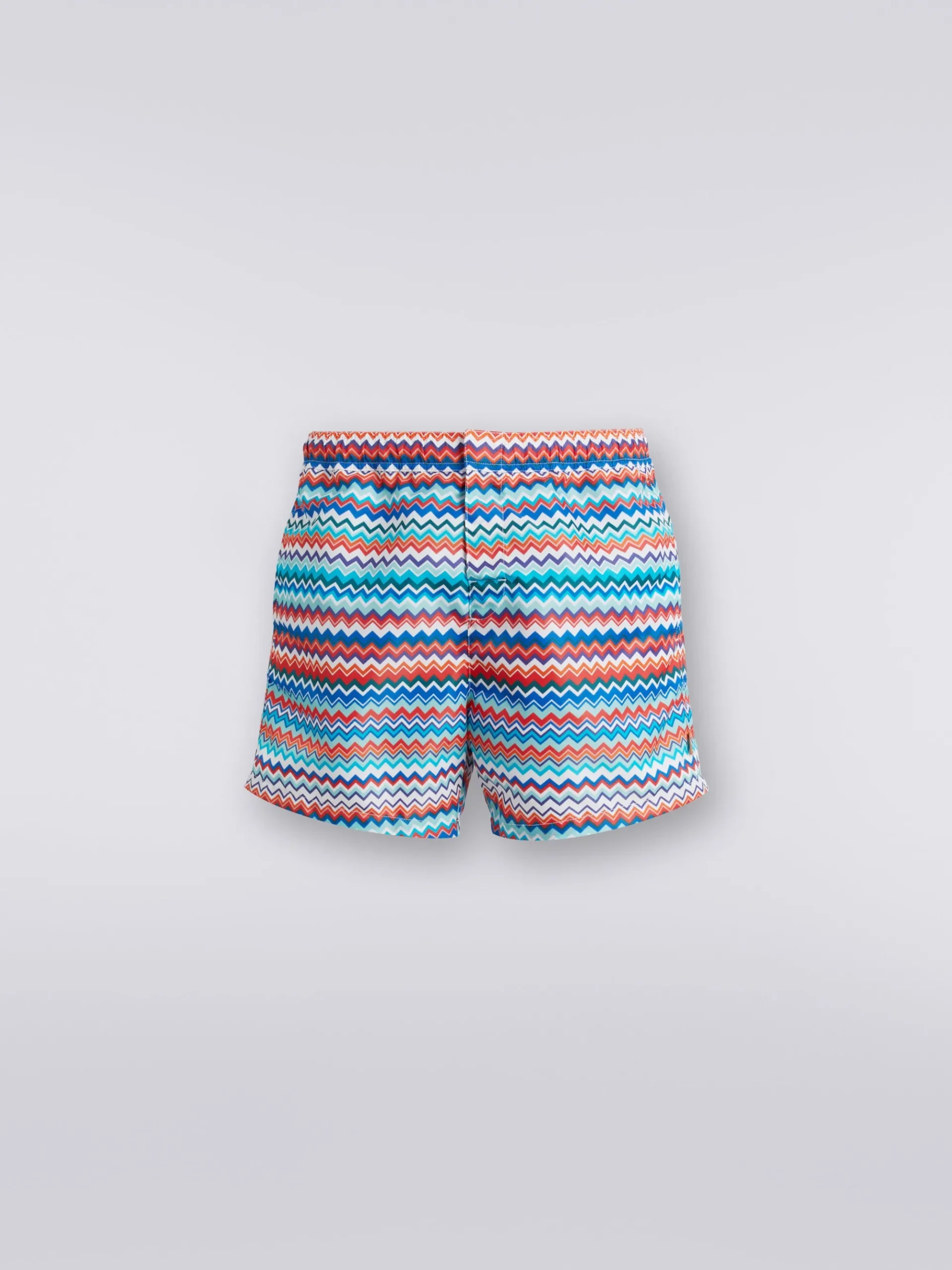 Swimming trunks in zigzag print nylon