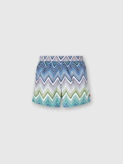 Swimming trunks with large zigzag print