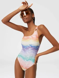 Tie-dye print one-piece swimming costume