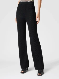 Tonal chevron pattern straight trousers