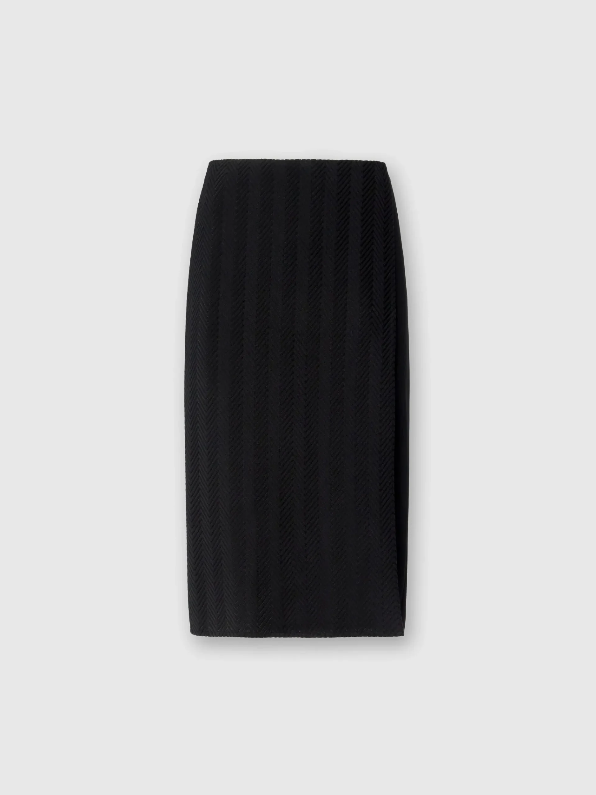 Tonal cotton and zig zag viscose midi skirt with slit