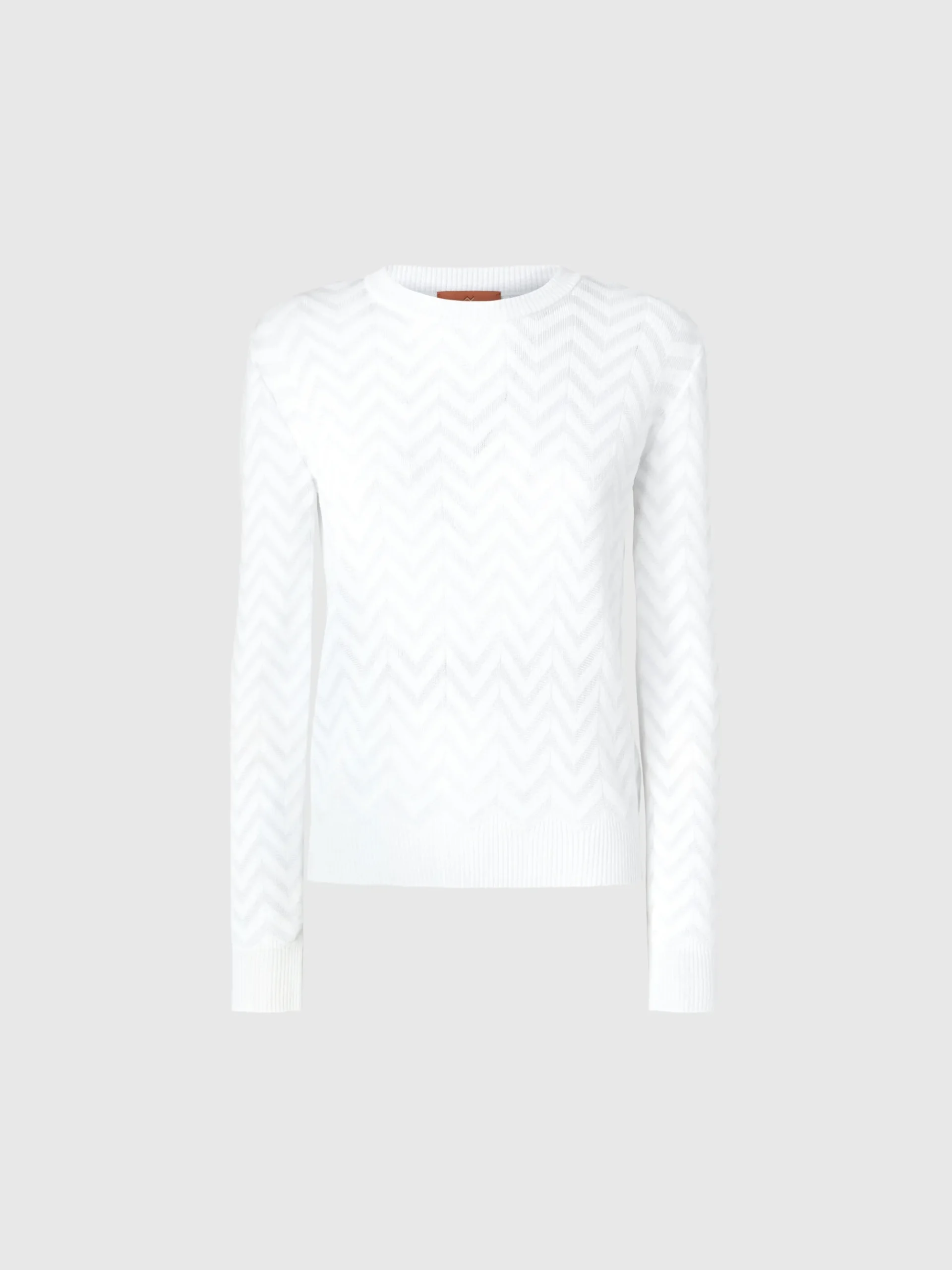 Tone-on-tone chevron crewneck sweater