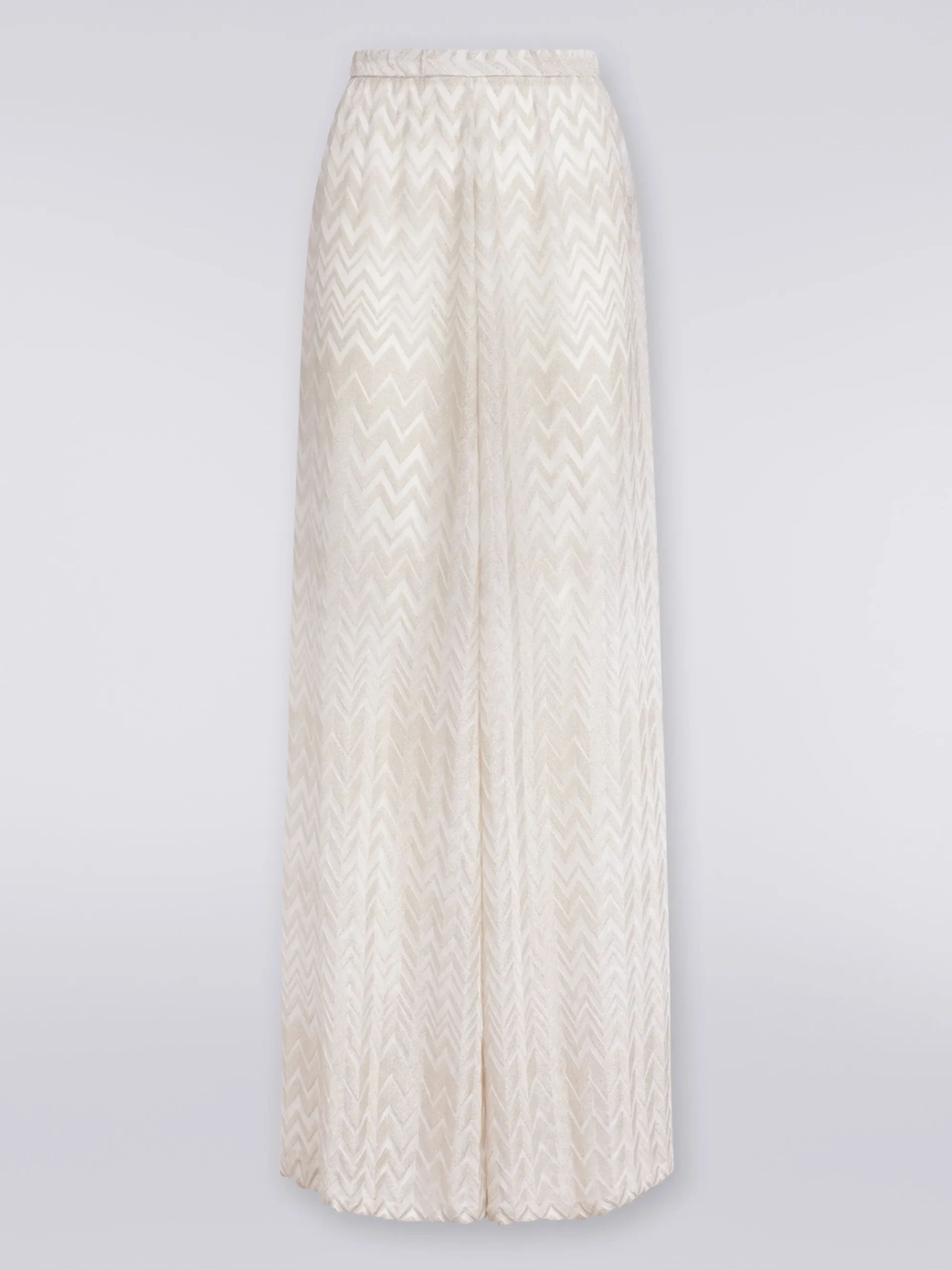 Tone-on-tone lamé chevron cover-up trousers