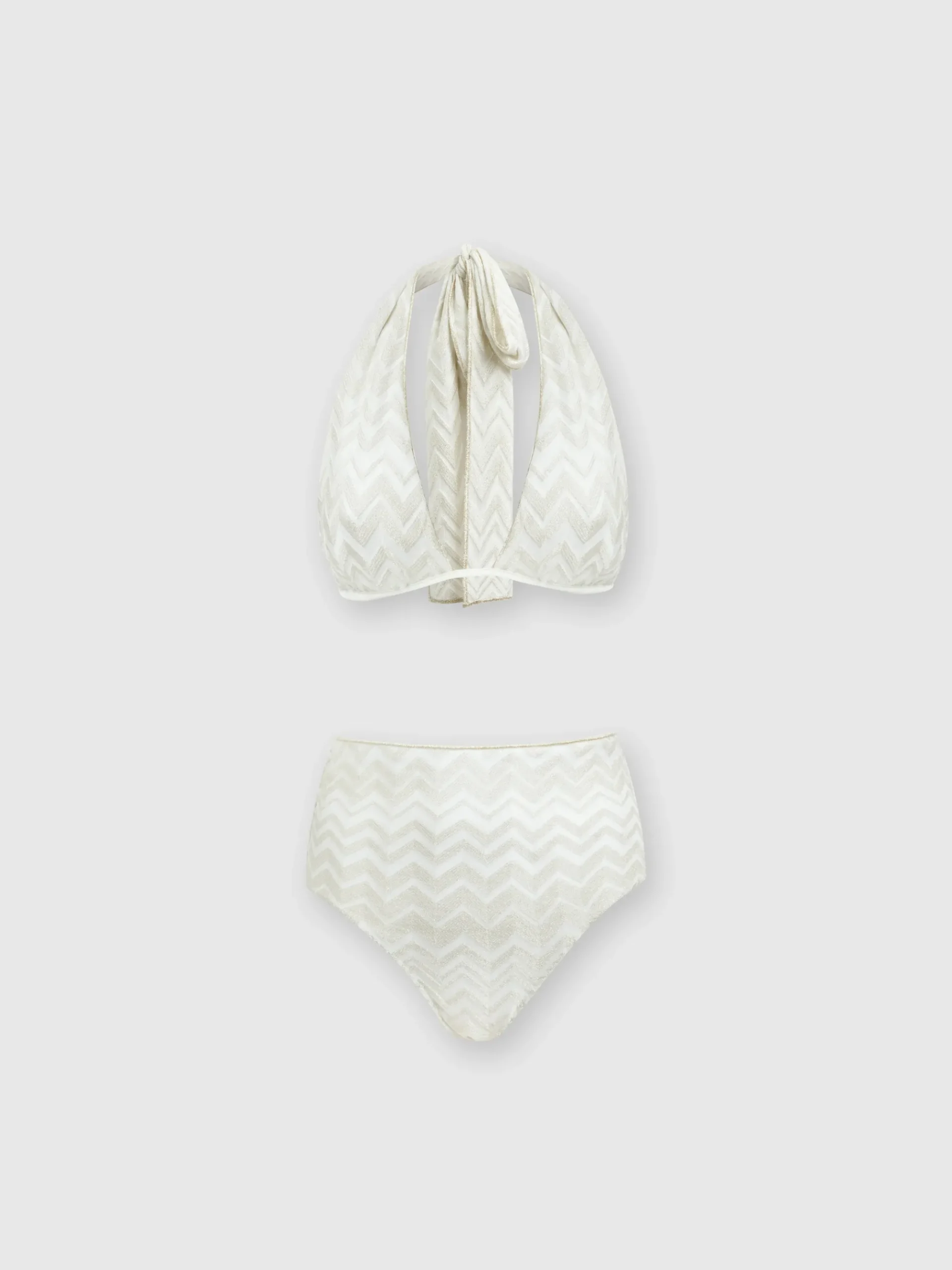 Tone-on-tone viscose blend chevron bikini with lurex