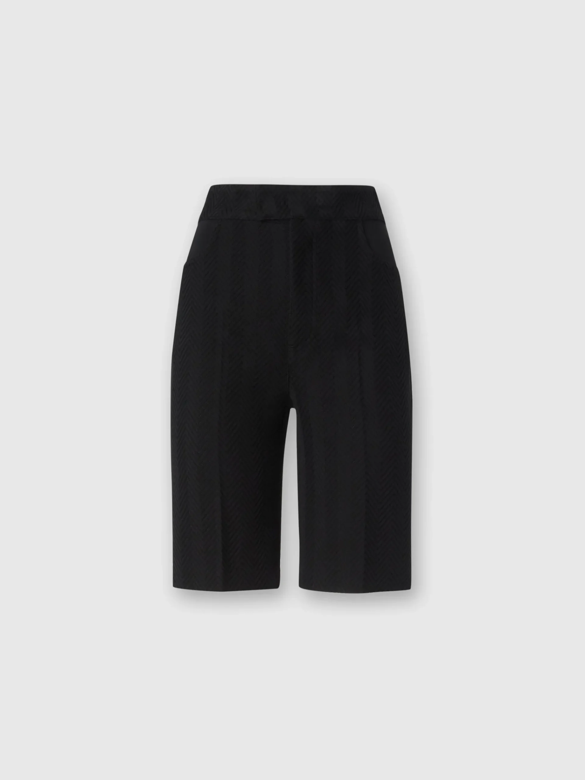 Tone-on-tone zigzag cotton and viscose Bermuda shorts
