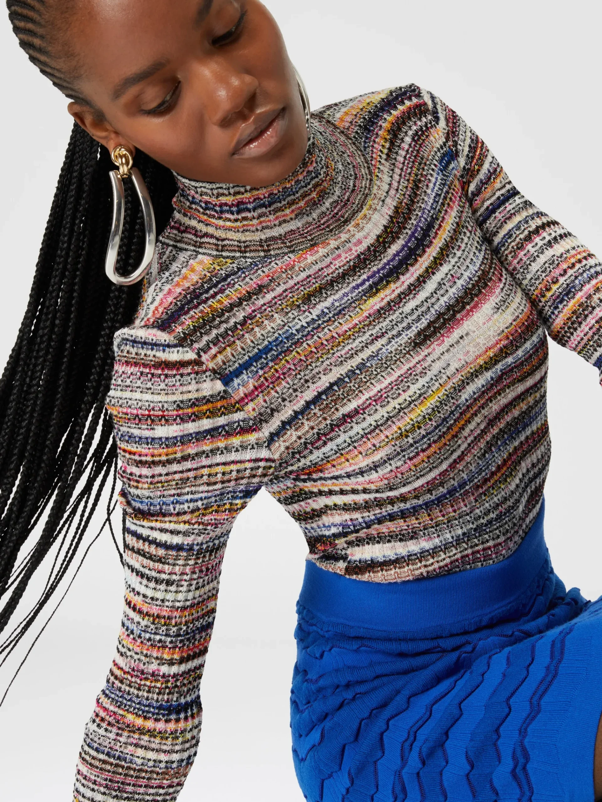 Tone-on-tone zigzag miniskirt
