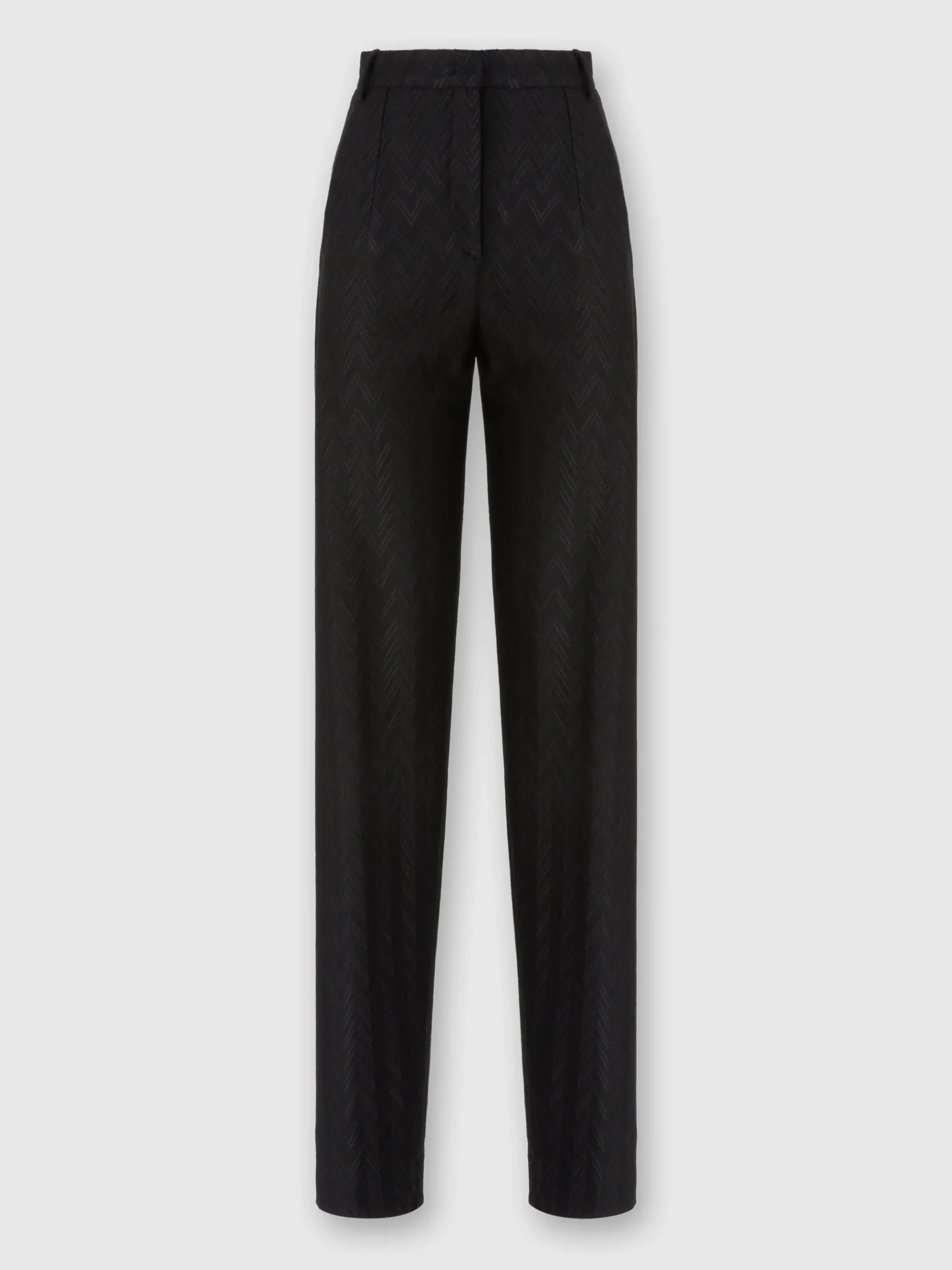 Tone-on-tone zigzag motif carrot-fit trousers