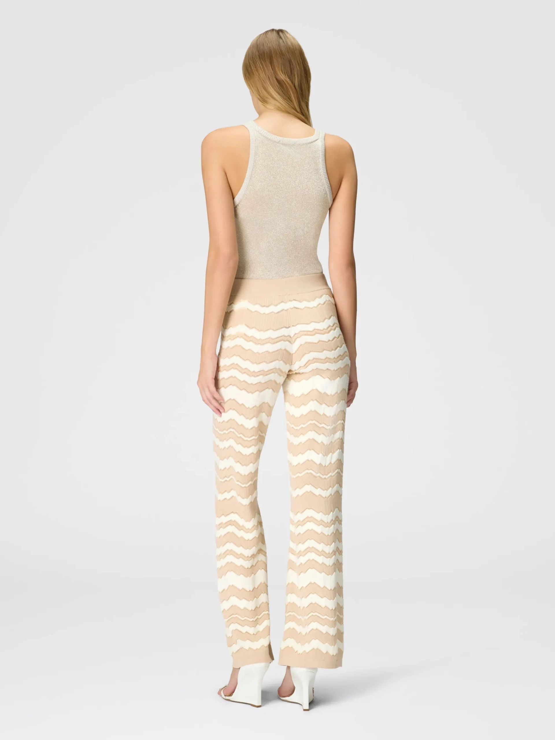 Tone-on-tone zigzag pants