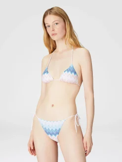 Triangle bikini in viscose blend zig zag lamé