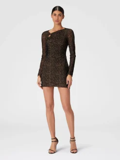 Tulle mini-dress with gathered neckline