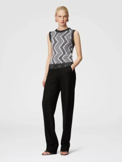 Vest with macro zig zag and sequins