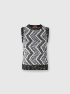 Vest with macro zig zag and sequins