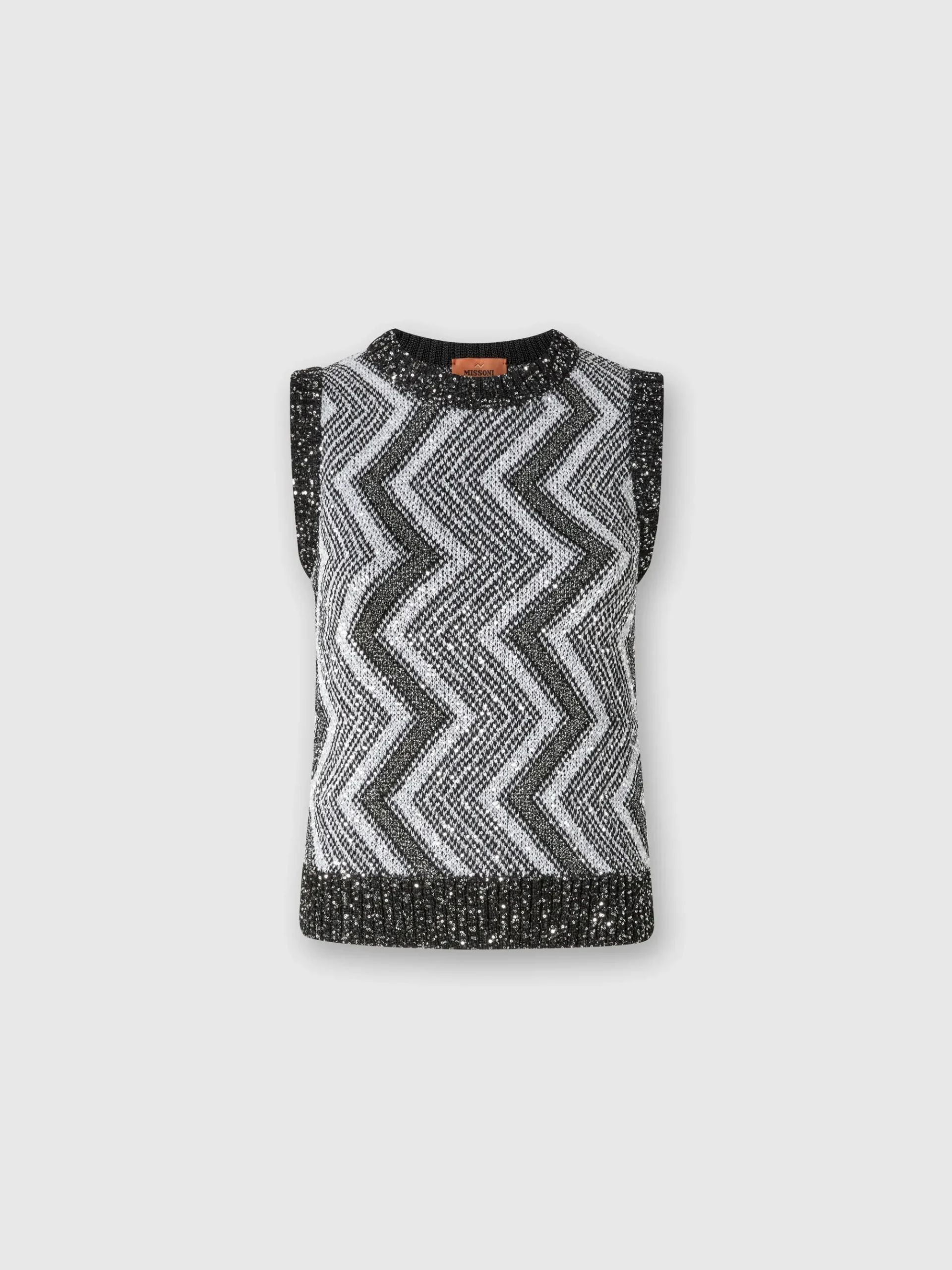 Vest with macro zig zag and sequins