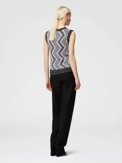 Vest with macro zig zag and sequins