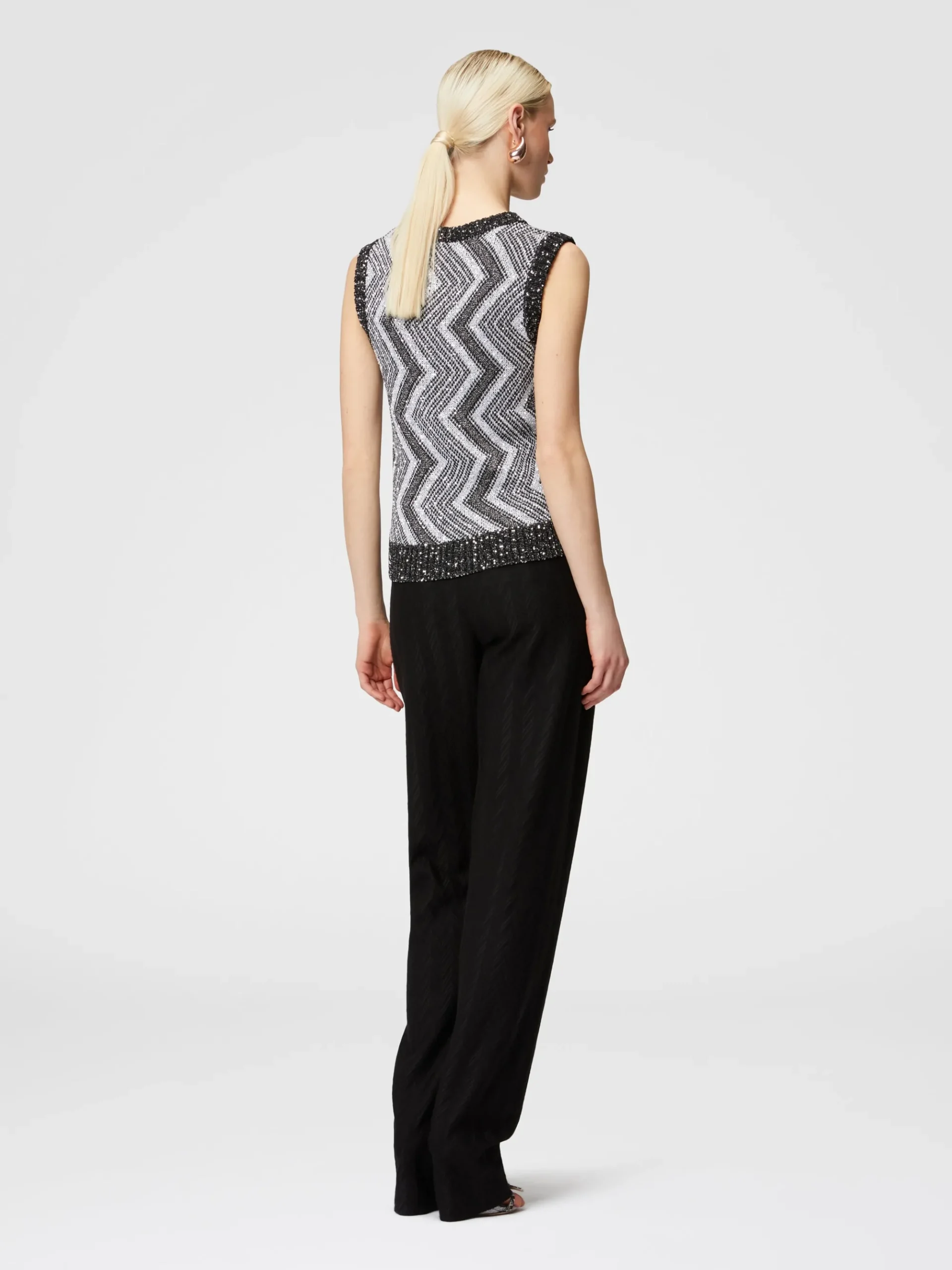 Vest with macro zig zag and sequins