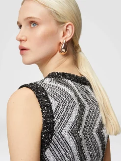 Vest with macro zig zag and sequins