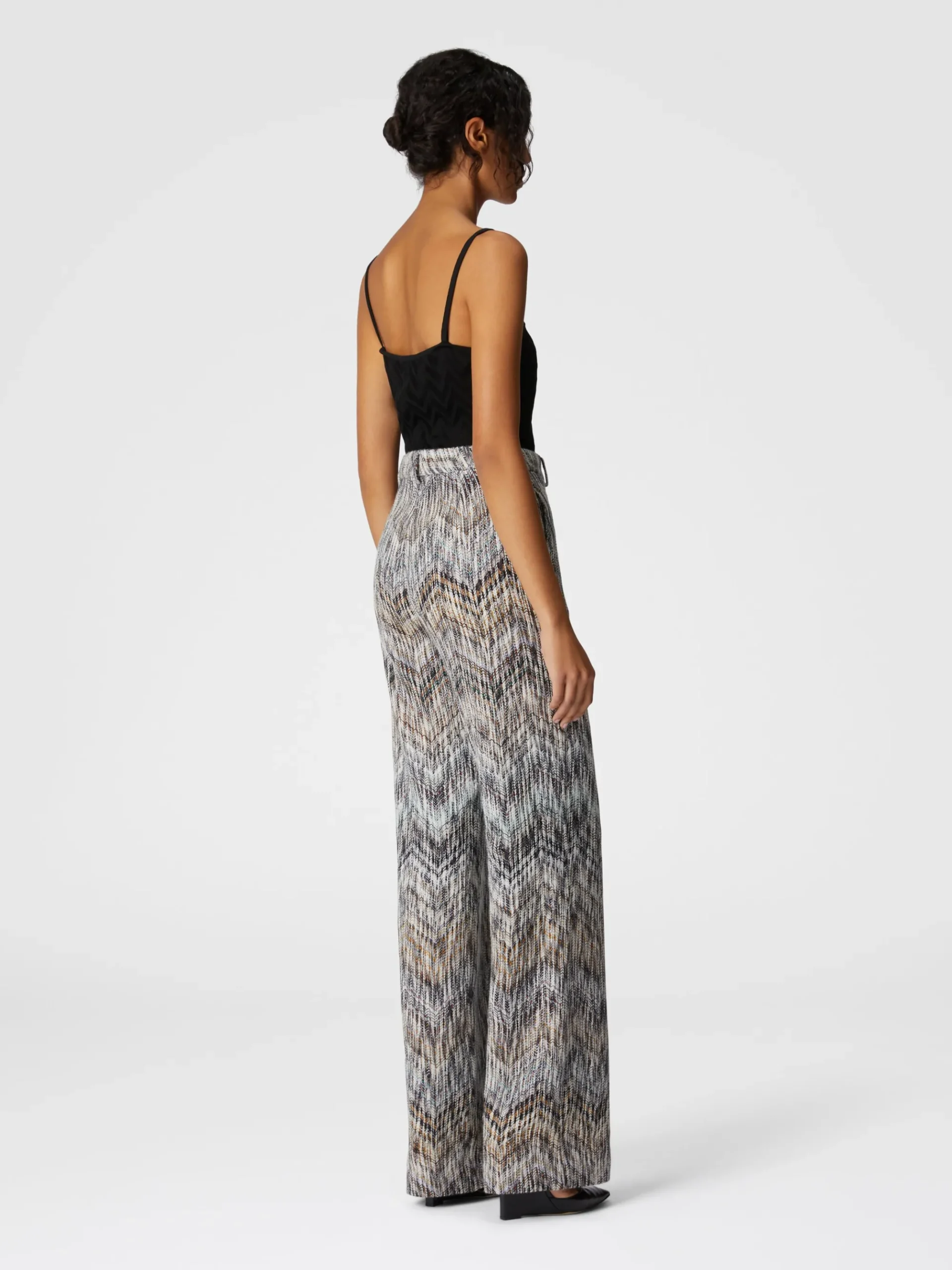 Viscose and lamé wool trousers
