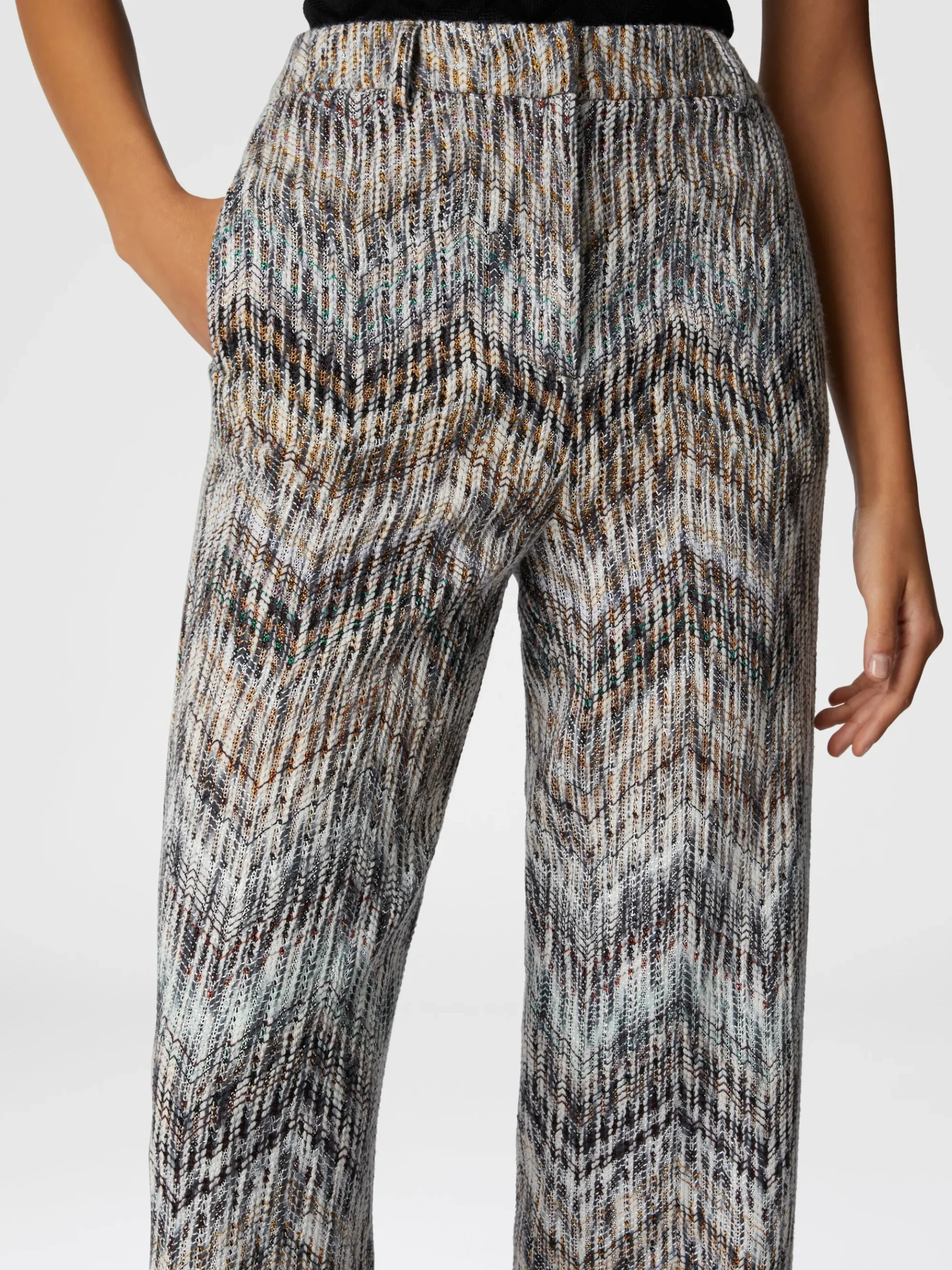Viscose and lamé wool trousers