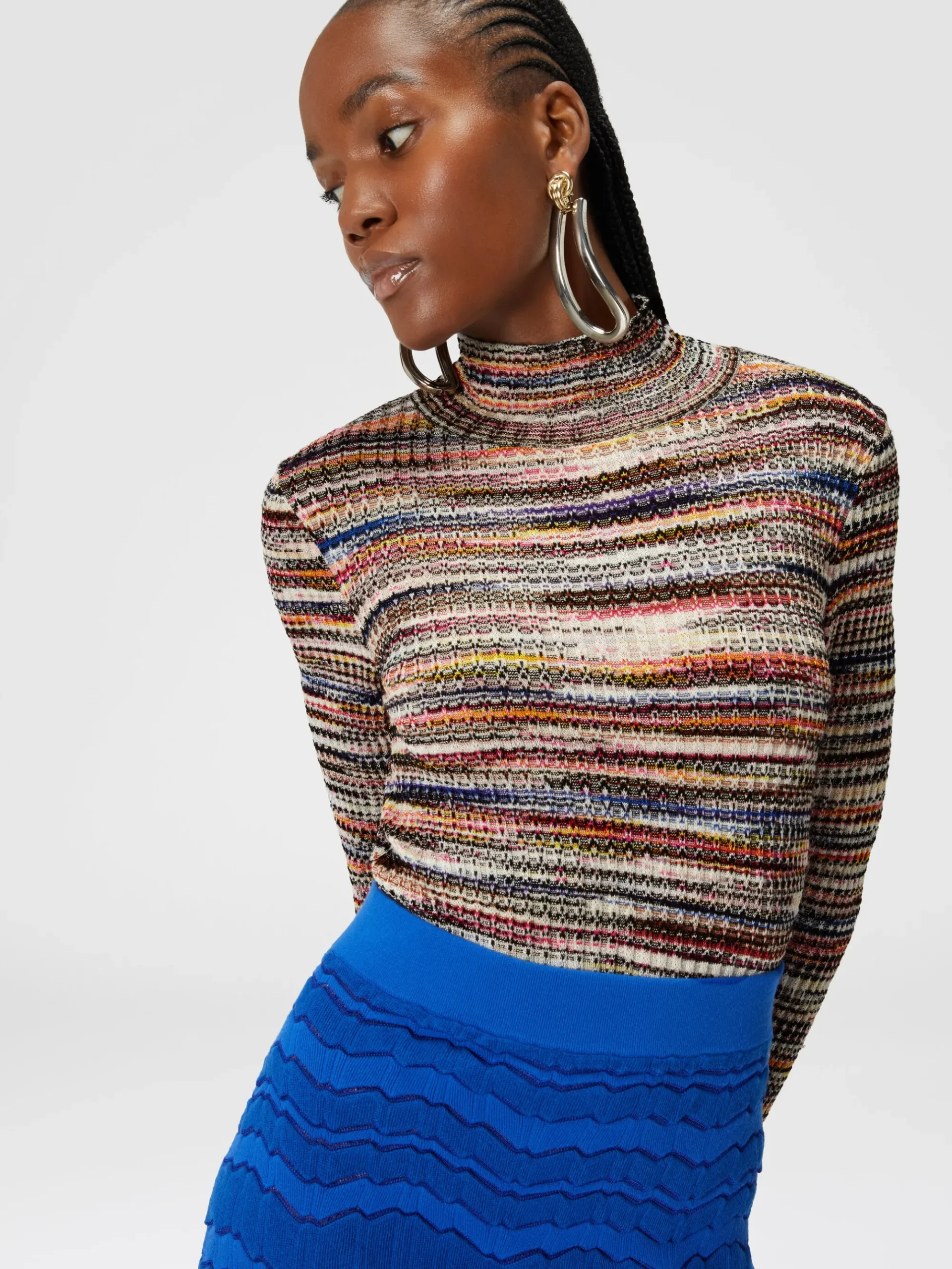 Viscose and ribbed wool turtleneck