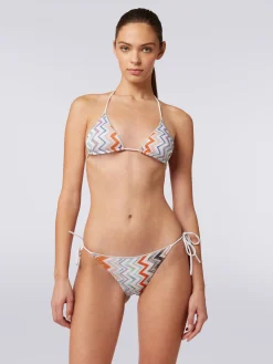 Viscose blend chevron lamé bikini