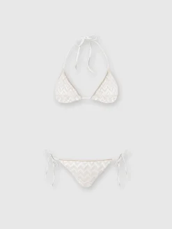 Viscose blend zigzag tone-on-tone bikini with lurex