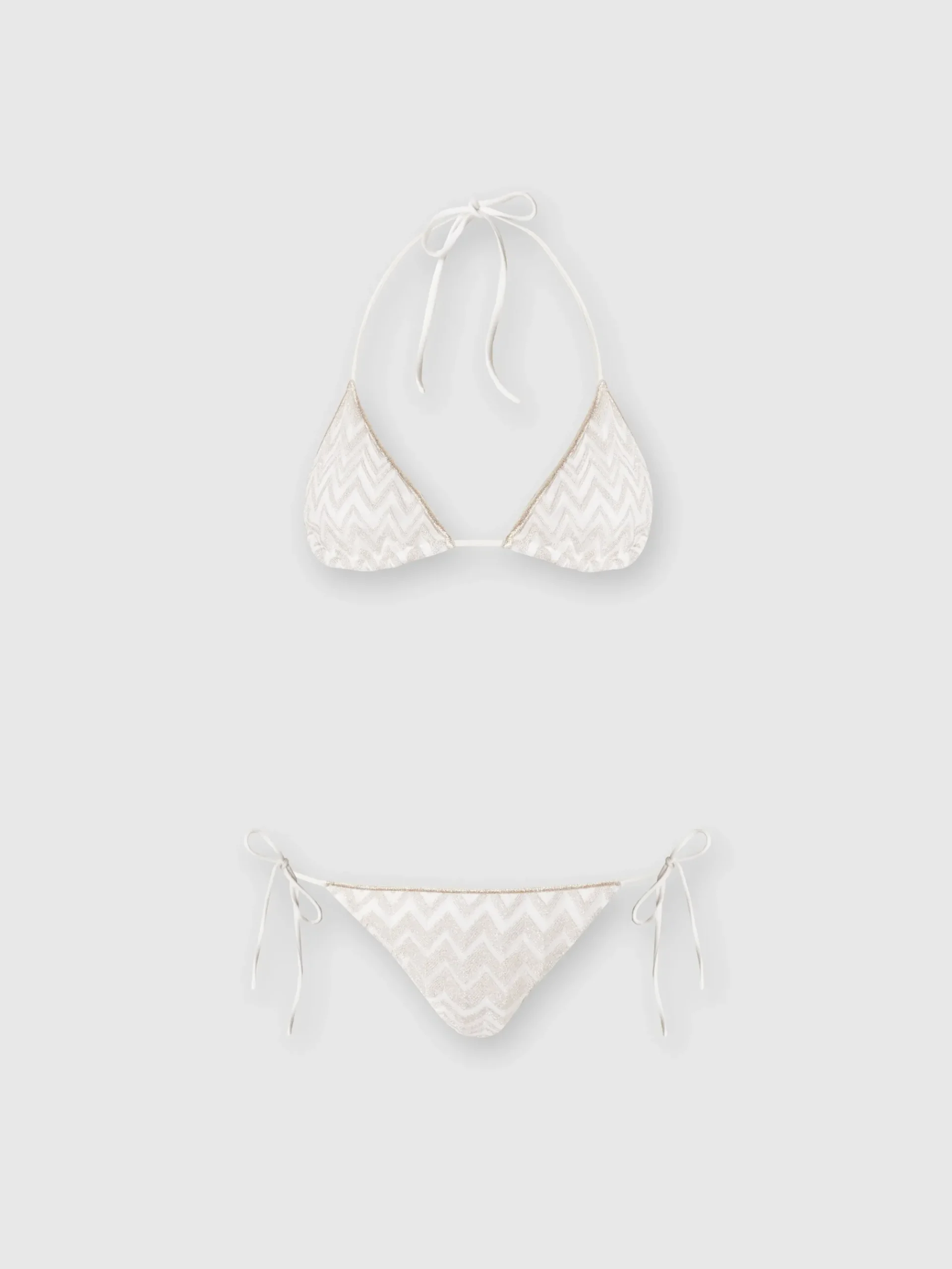 Viscose blend zigzag tone-on-tone bikini with lurex