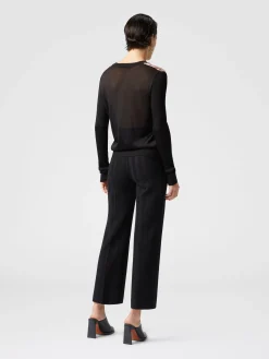 Viscose-blend sweaters with chevron insert and V-neck