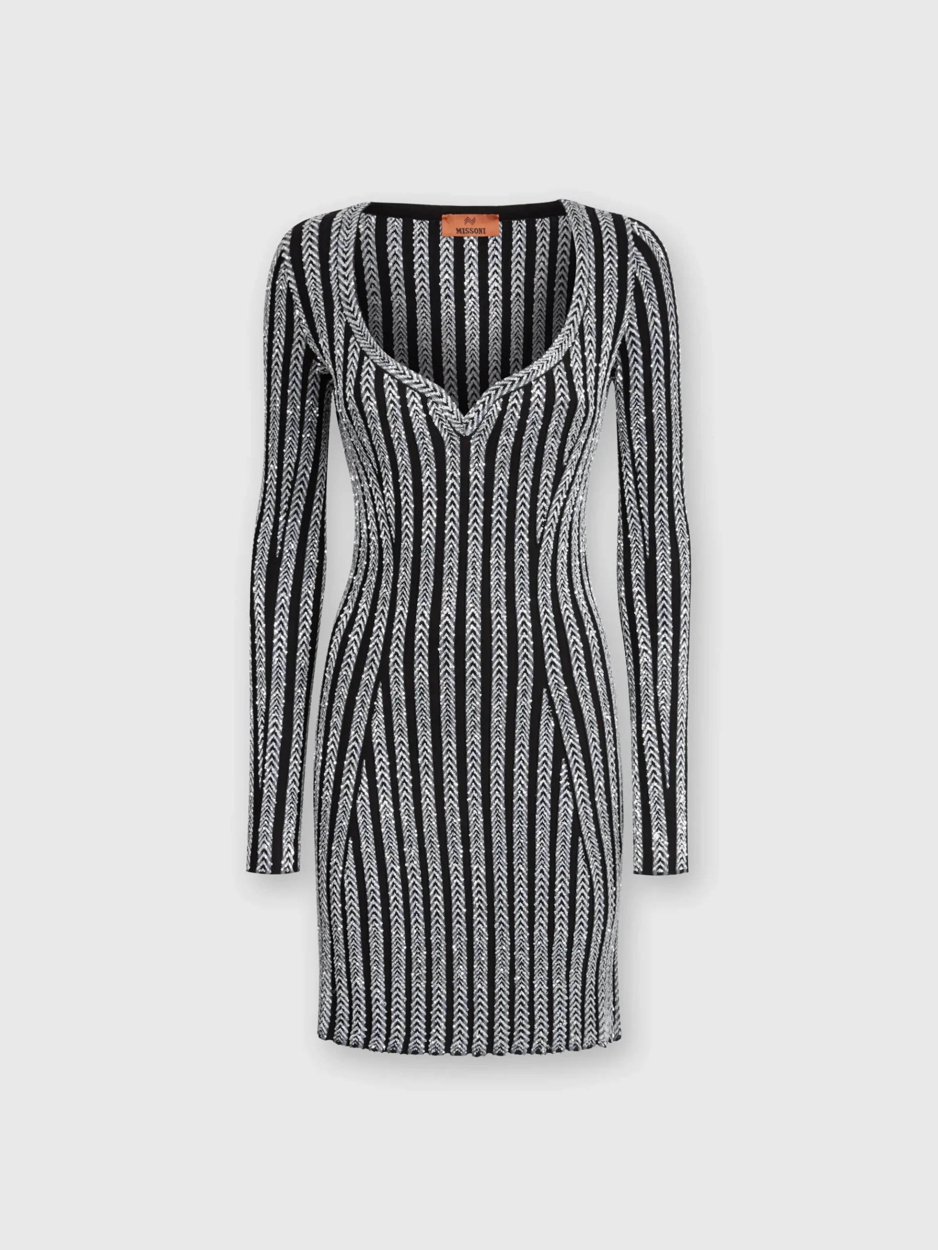 V-neck and sequined mini-dress