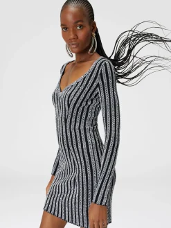 V-neck and sequined mini-dress