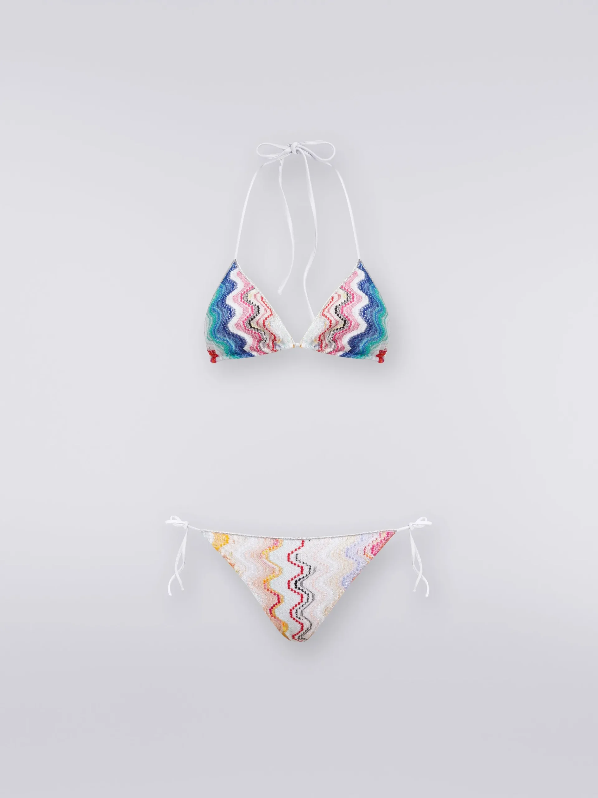 Wave motif bikini with lurex