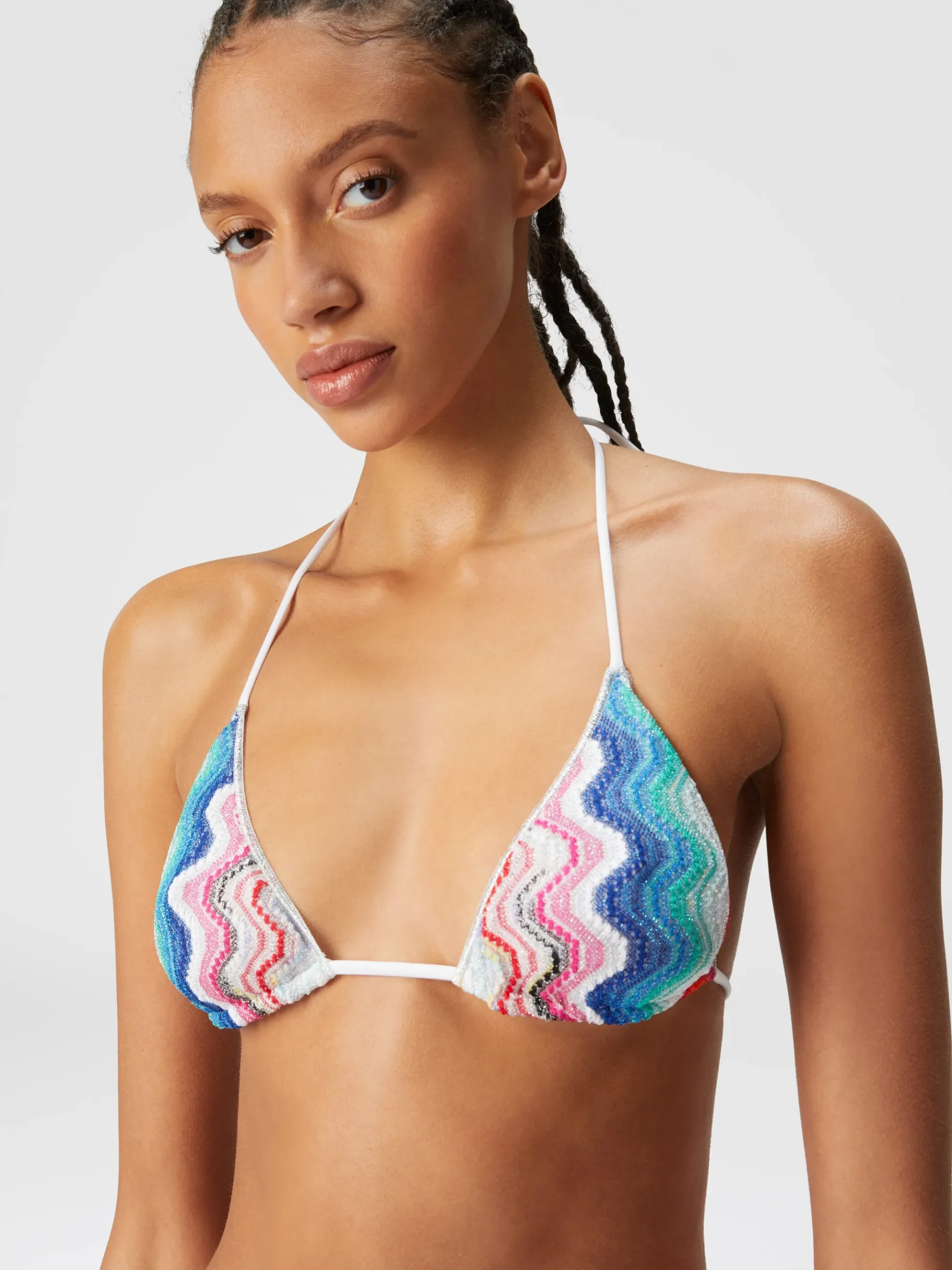 Wave motif bikini with lurex