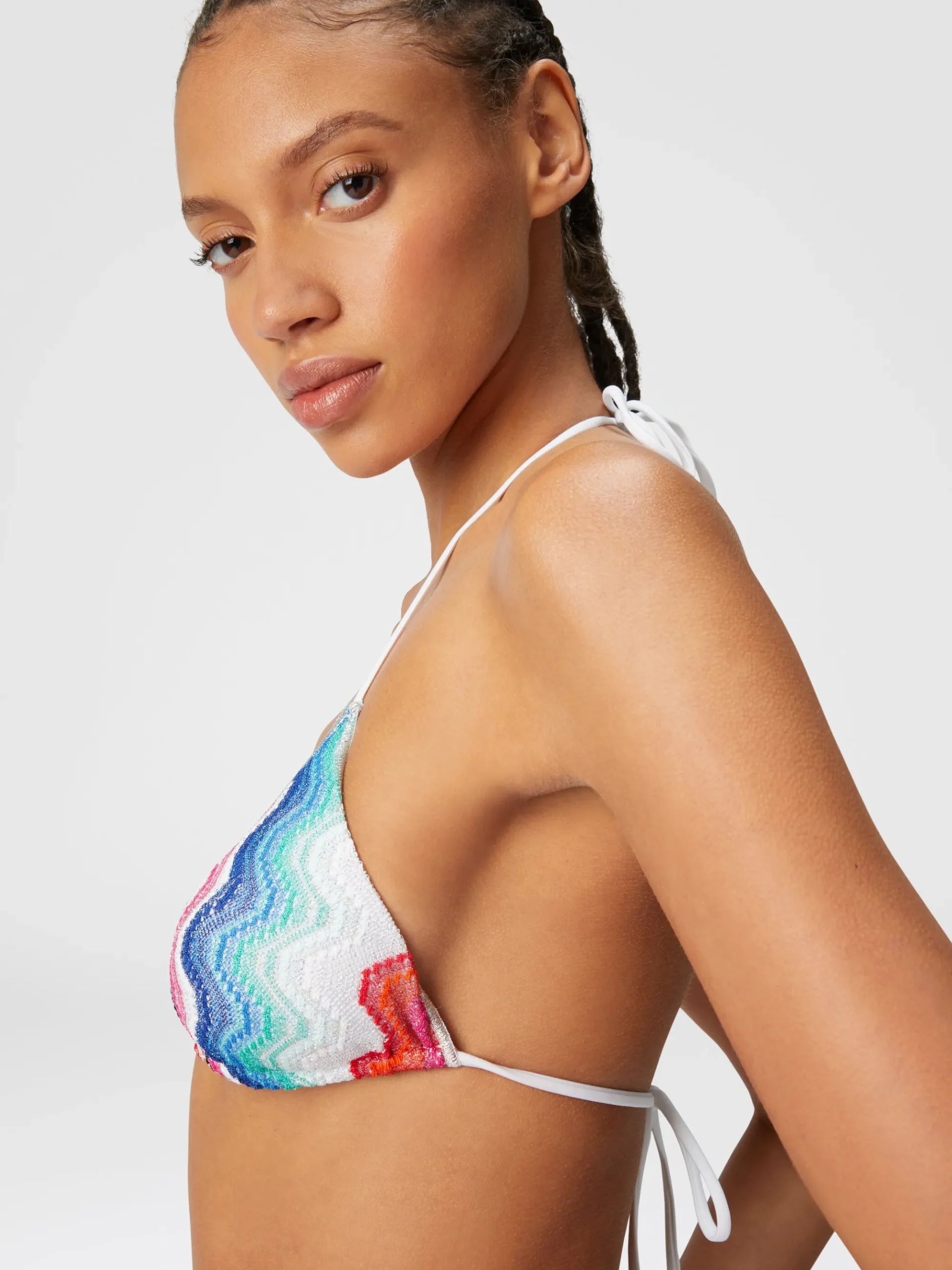Wave motif bikini with lurex