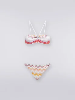 Wave motif bikini with lurex