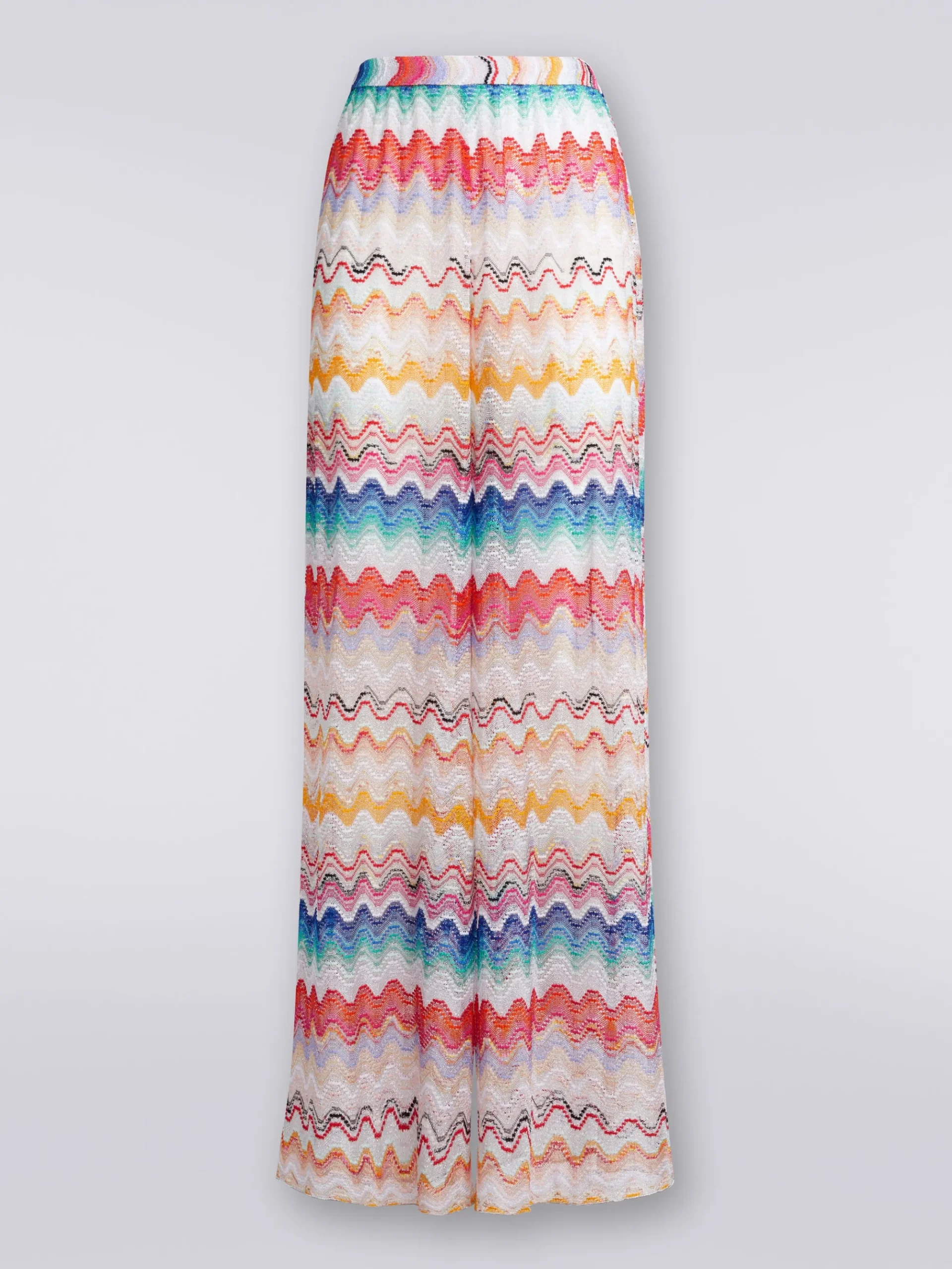 Wave motif cover up trousers with lurex