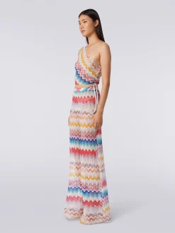 Wave motif cover up trousers with lurex