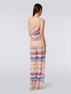Wave motif cover up trousers with lurex