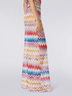 Wave motif cover up trousers with lurex