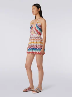 Wave motif romper with lurex