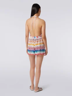 Wave motif romper with lurex