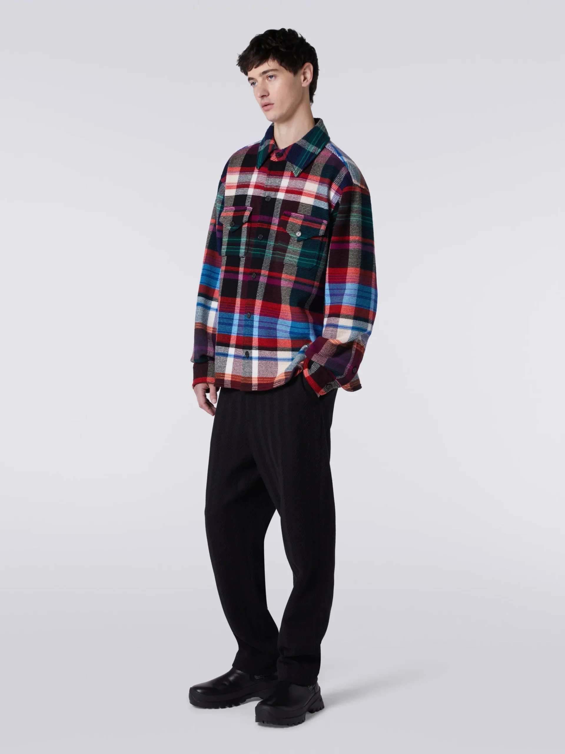 Wool and cotton overshirt