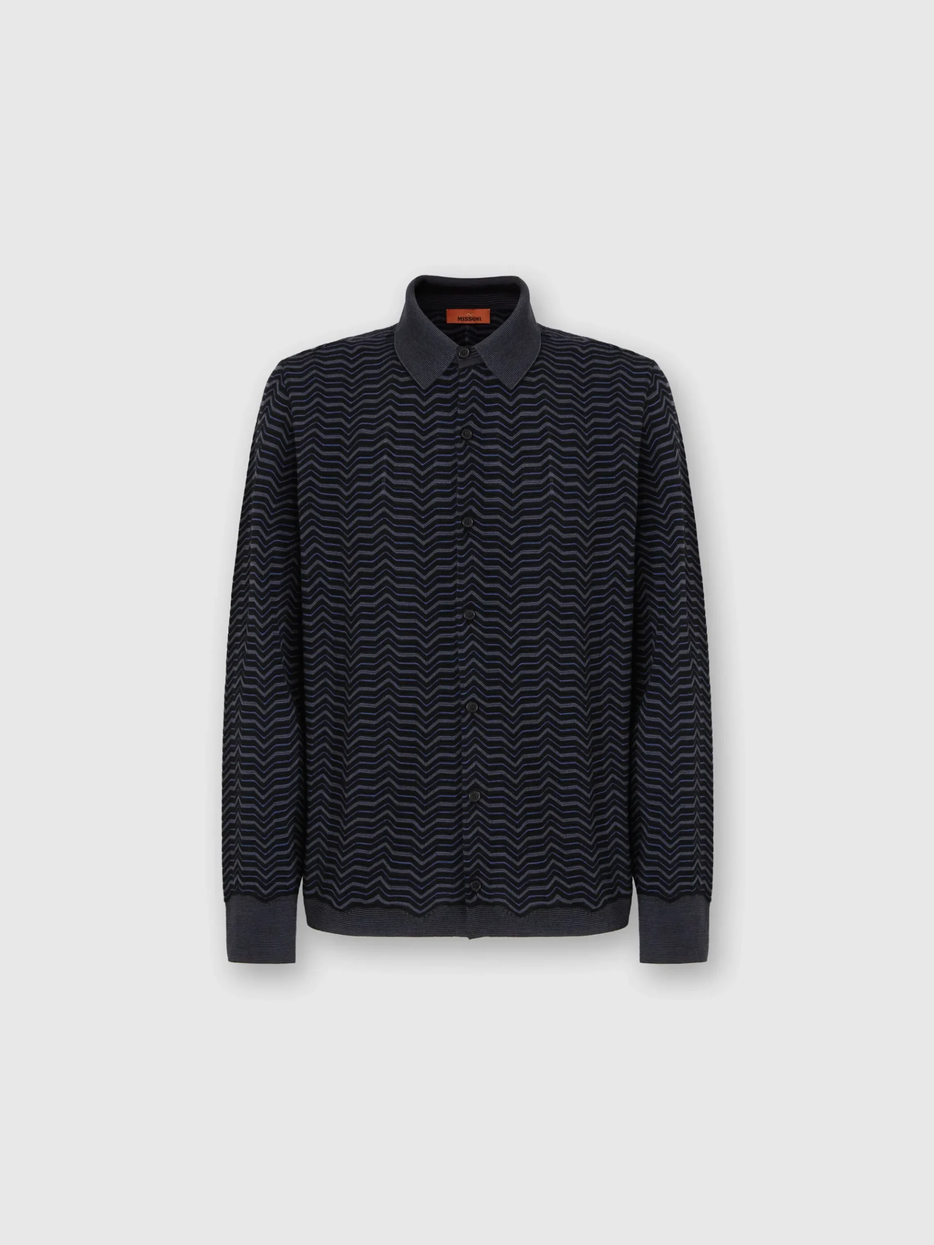 Wool and viscose knit shirt with waves