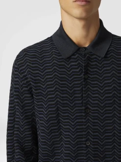 Wool and viscose knit shirt with waves